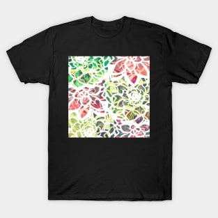 Succulent Camouflage - Green and Pink Hues - Digitally Illustrated Abstract Flower Pattern for Home Decor, Clothing Fabric, Curtains, Bedding, Pillows, Upholstery, Phone Cases and Stationary T-Shirt